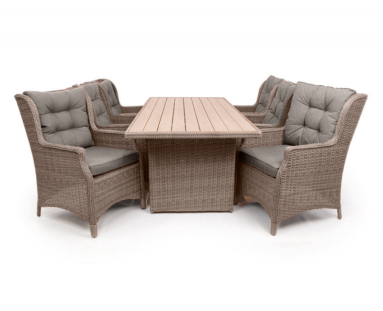 Bella Havemøbelsæt 94x210 inkl. 6 Loungestole m/ EASY DRY hynder - Dusty