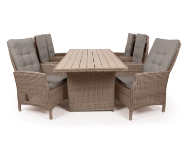 Bella Havemøbelsæt 94x210 inkl. 6 Positionsstole m/ EASY DRY hynder - Dusty