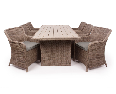 Bella Havemøbelsæt 94x210 inkl. 6 Spisestole m/ EASY DRY hynder - Dusty